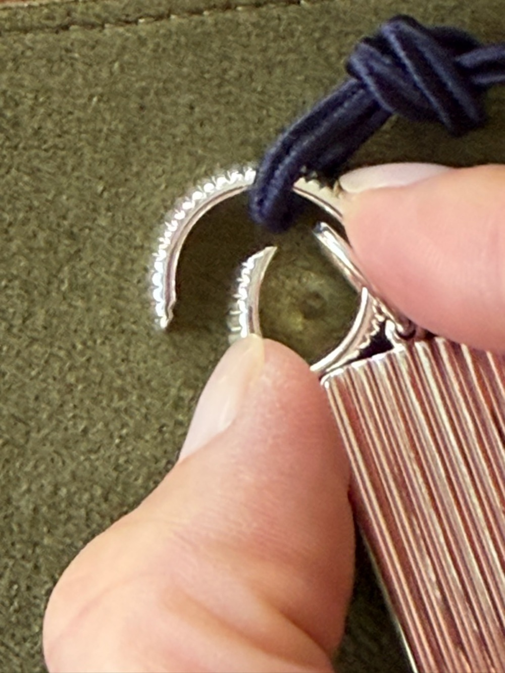 Diamond Rectangle Barre Medallion with Diamond & Removable Silk Cord Necklace - Picture 14 of 16